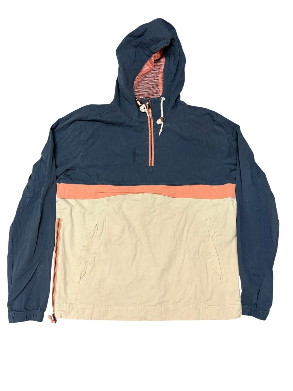 Marine Layer Windbreaker Jacket Mens Small Colorblock Hooded Pullover Anorak
